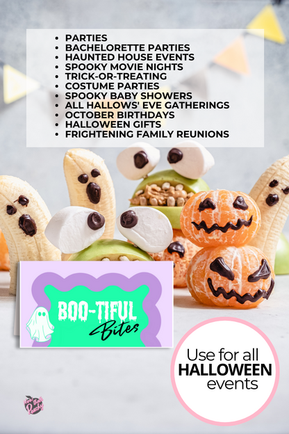 Table Tent Cards Halloween Printable Editable Food and Name Placecards