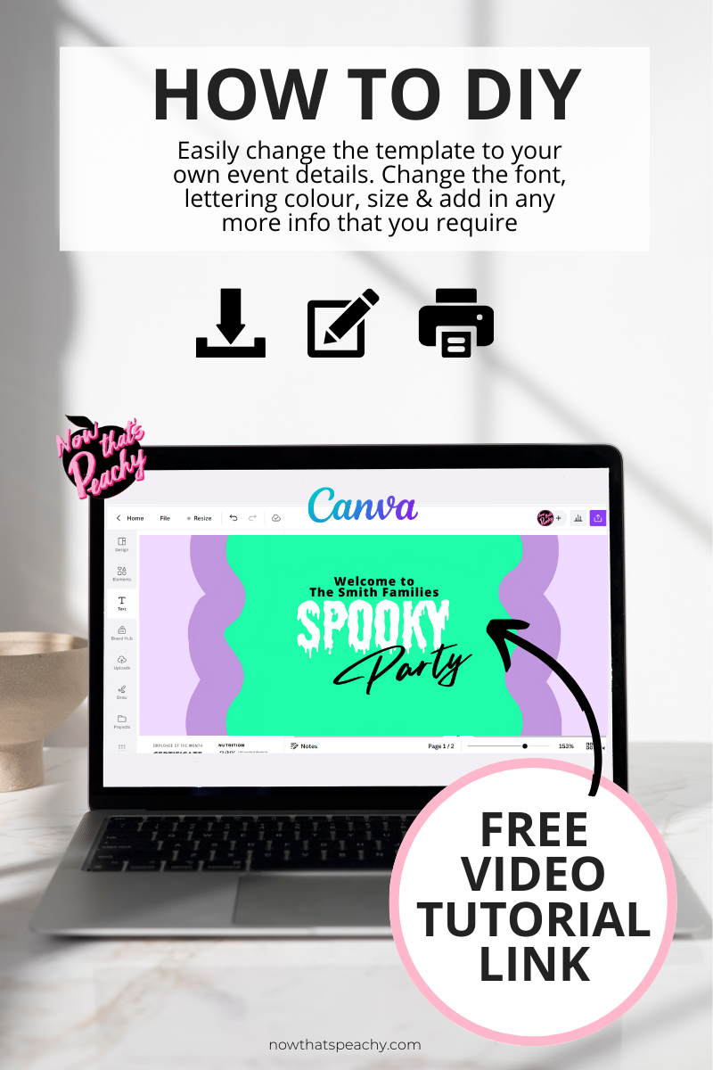 Wavy Welcome Sign Halloween Party Poster Editable