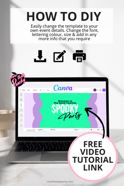 Wavy Welcome Sign Halloween Party Poster Editable