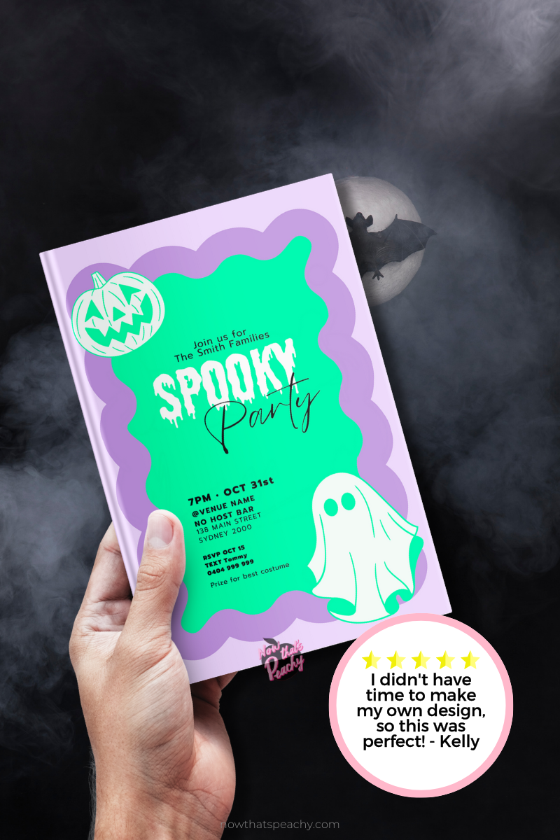 Wavy Halloween Invite  Editable Printable Ghost Invitation Spooky Party template Instant Download