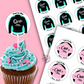 1st B'day Grease Favor Sticker circles PRINTABLE Pink Ladies T-birds Party decor tags labels cake topper DIY 50s themed ONE Birthday greaser Rock'n'roll Sock Hop Retro 50s fifties Soda hop Jukebox instant digital download