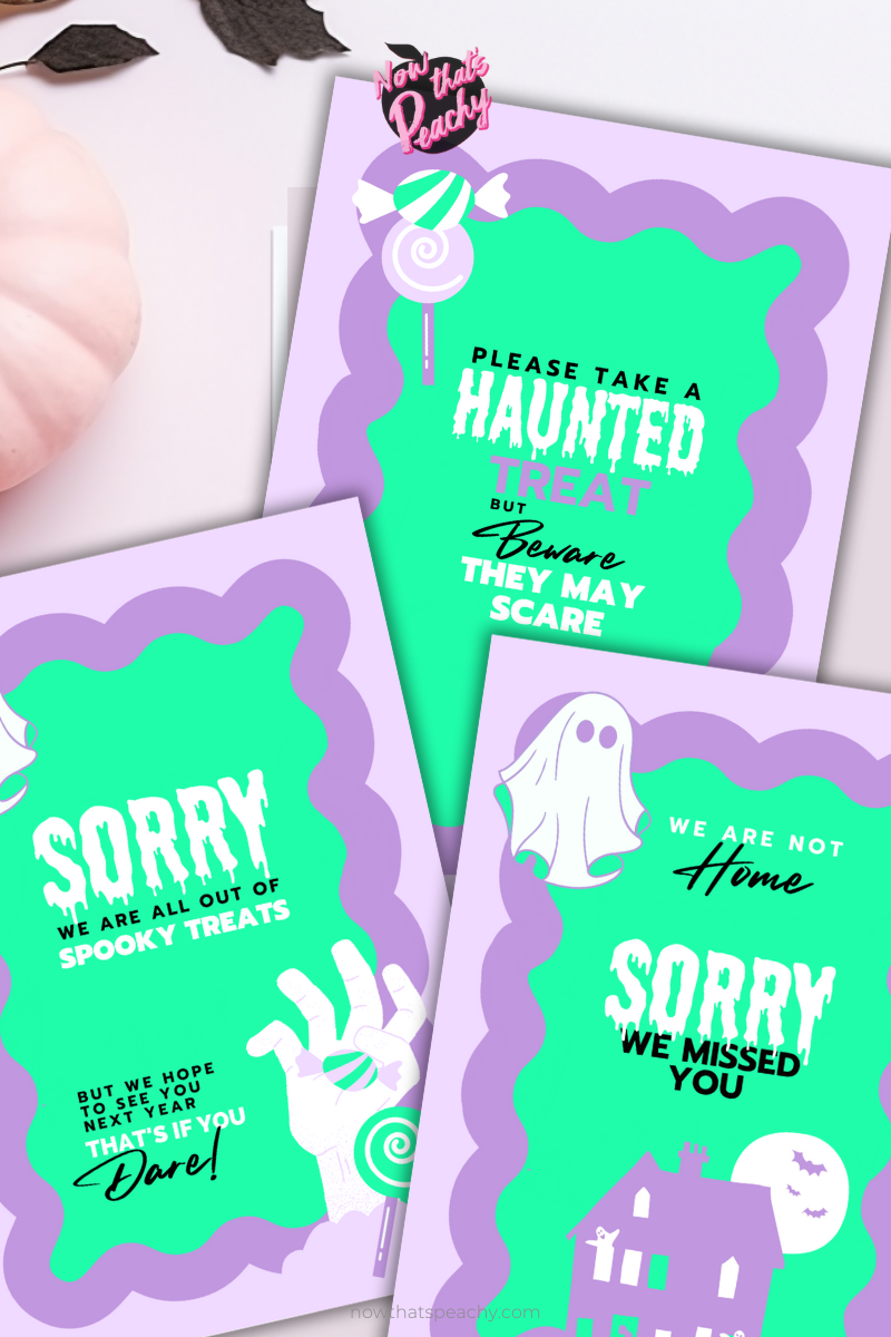 Halloween Front Door Signs PRINTABLE Halloween door candy porch sign Trick or Treat No Candy Sign Halloween out of Candy Poster Digital PNG