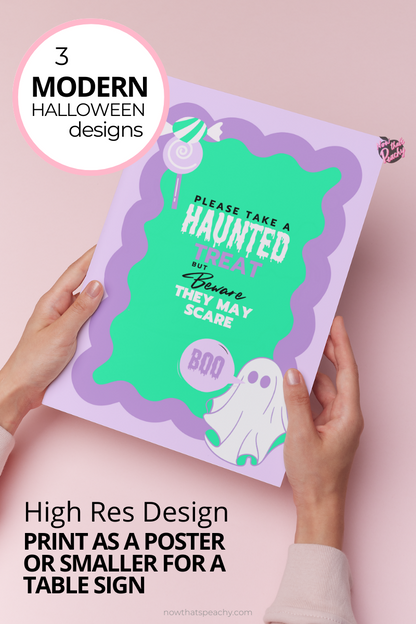 Halloween Front Door Signs PRINTABLE Halloween door candy porch sign Trick or Treat No Candy Sign Halloween out of Candy Poster Digital PNG