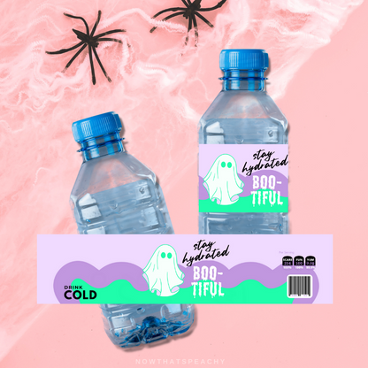 Halloween Drink Water Bottle LABELS Printable Wavy Ghost label Favor Treat Diy