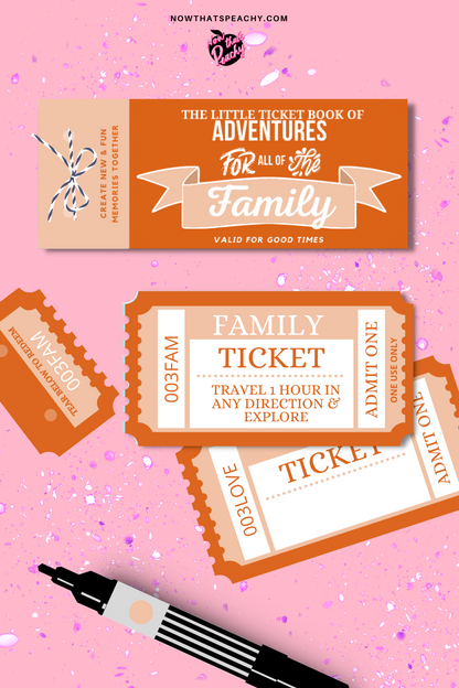 FAMILY Adventure TICKET Voucher Book Printable Download coupons mom dad mum gifts holiday weekend outdoor coupon vouchers fun gift idea