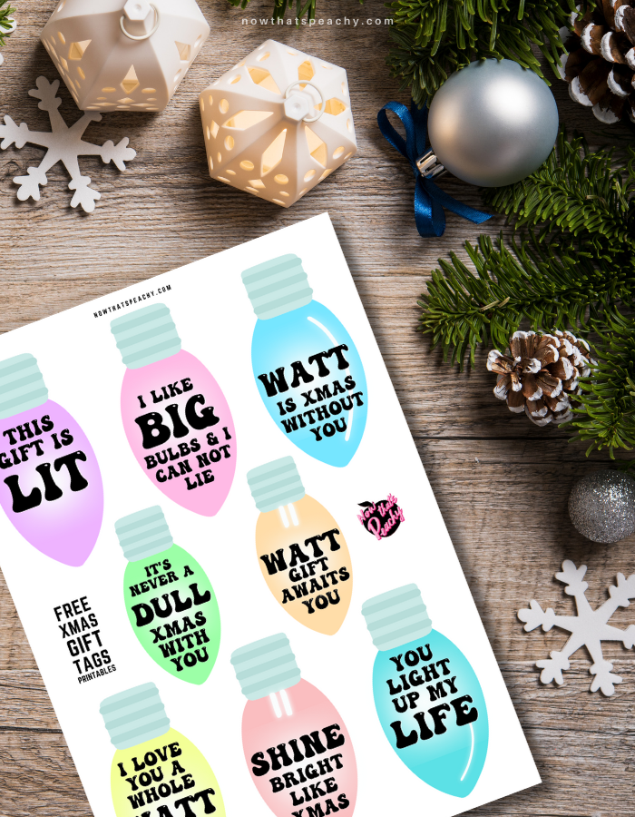 Christmas Light Bulb Gift Tag | FREE Printable