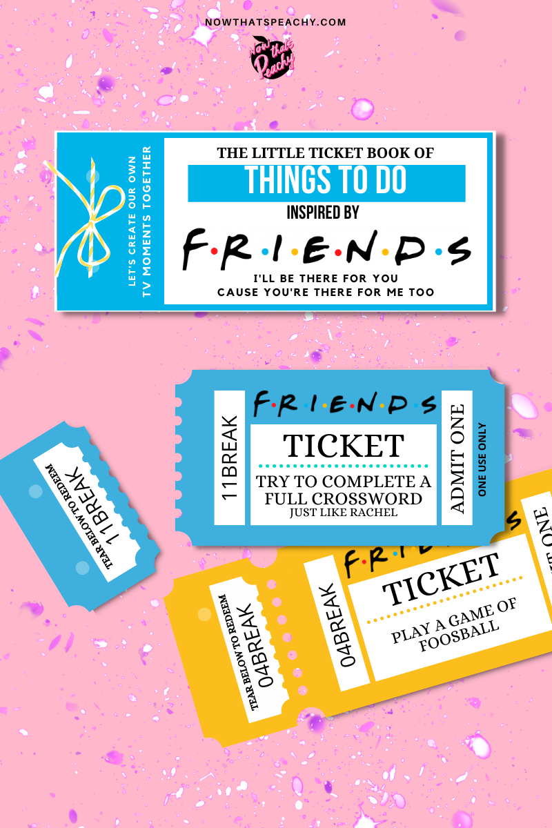 FRIENDS Tv show TICKET Voucher Book Printable Download 90s fandom gift – Now That's Peachy friends-tv-show-ticket-voucher-book-printable-download-90s-fandom-gift-now-that-s-peachy