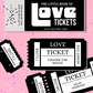 LOVE TICKET Voucher Book, Unisex Printable Download Valentines Day Anniversary coupons wife husband boyfriend girlfriend fun vday gift pdf