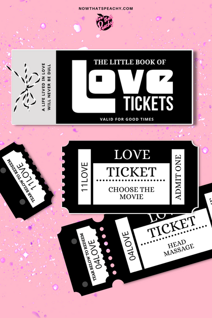 LOVE TICKET Voucher Book, Unisex Printable Download Valentines Day Anniversary coupons wife husband boyfriend girlfriend fun vday gift pdf
