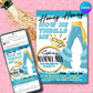 Mamma Mia 1970s flared denim pants disco boho hippy theme bachelorette party hens night bridal shower bride-to-be editable invitation canva printable template digital instant download edit sophie Donna and the dynamos invite edit custom wedding ring design gold blue white modern color