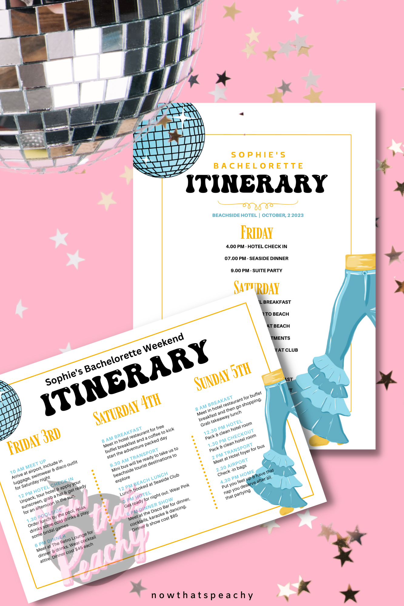 Mamma Mia party bundle discount pack invite decorations props games 1970s seventies 70's disco ball karaoke  printable template digital instant download edit Donna and the dynamos DIY custom musical movie design hand drawn fan art modern color themed bachelorette birthday charity fundraiser event fun 