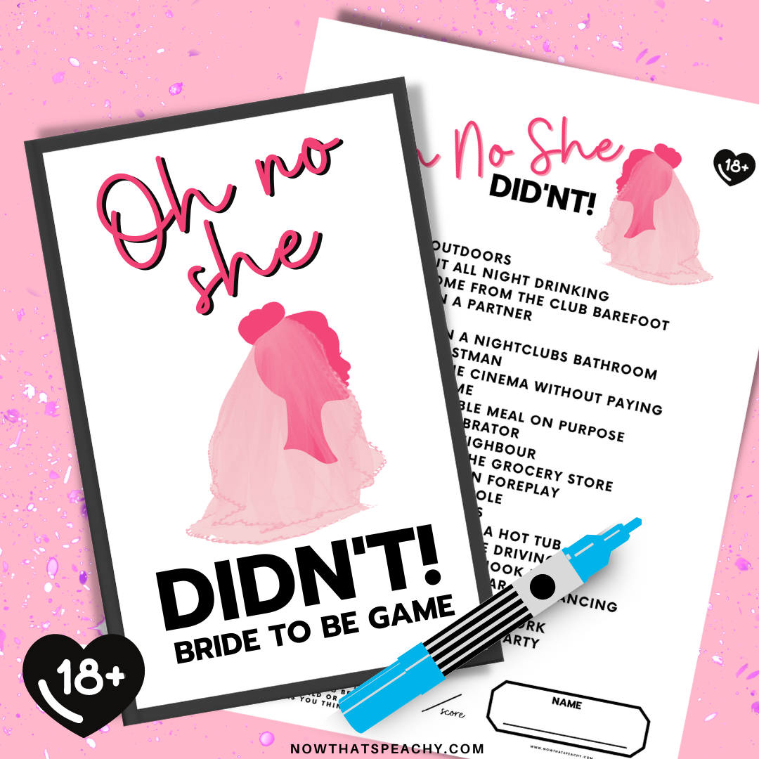 Oh No She Didn't GAME Bachelorette Printable Instant Download Ladies Night Hens Party Bridal Shower funny guessing guess penis 18+ adult xxx