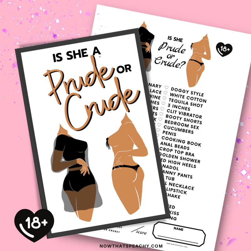 Is she a PRUDE or CRUDE Printable Game Ladies Night, Bachelorette Hens Now That's Peachy Is she a PRUDE or CRUDE Printable Game Ladies Night, Bachelorette Hens Now That's Peachy