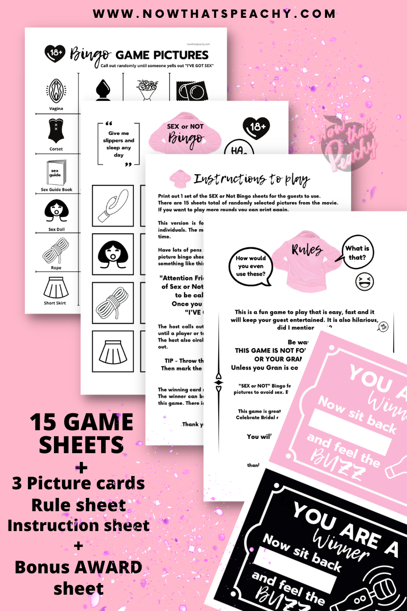 SEX or NOT BINGO Ladies Night game Printable Instant Download, Bachelorette Hens Parties Sex Toy Bridal Shower funny dirty x-rated 18+ adult