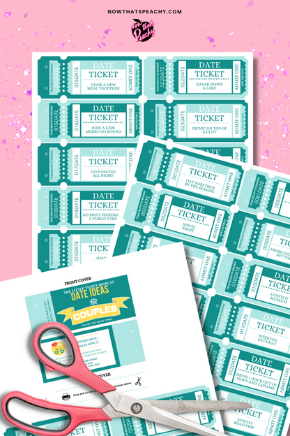 DATE ideas Ticket Voucher Book Printable to Download for Valentines Day, Anniversary Birthdays. DIY  Coupons