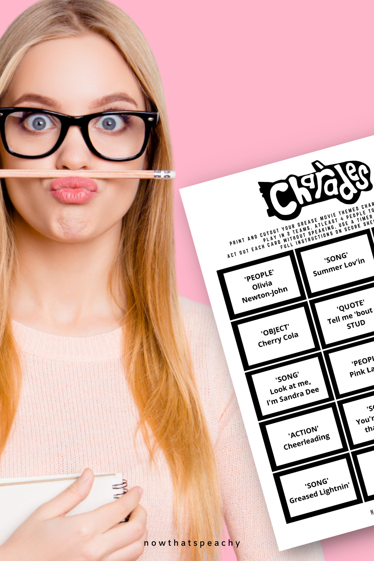 Grease Themed Game PACK PRINTABLE. Instant Download, Birthday Party Fi Now That's Peachy Grease Themed Game PACK PRINTABLE. Instant Download, Birthday Party Fi Now That's Peachy