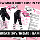 Grease Movie what does it cost in 1950 trivia  quiz question game party package 1950s fifties 50's printable template digital instant download edit Danny Sandy T-birds Pink Ladies  invite soda hop jukebox rockabilly rock'n'roll musical movie design black white modern color fun themed bachelorette birthday charity fundraiser event activity