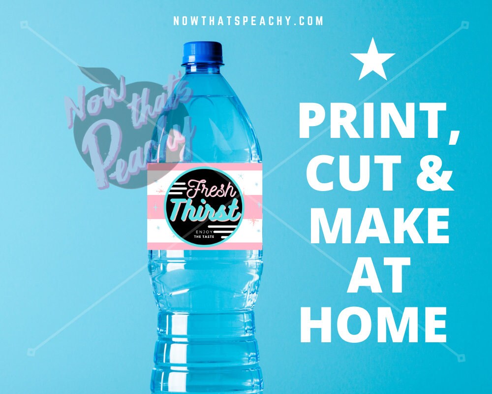 diner 50s soda hop water label food bottle packaging party favor decorations printable instant download 