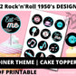 diner 50s cupcake party food cake circle toppers decorations printable instant download 