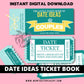 Shop for Couples Date ideas Ticket Voucher Coupon book printable diy print off valentines anniversary wife husband digital download fun cute idea present  print off retro vintage theme night out boyfriend girlfriend partner mrs man lady boy girl  adult explore anti vday  product shop easy cheap affordable personalized custom wedding bride gifts