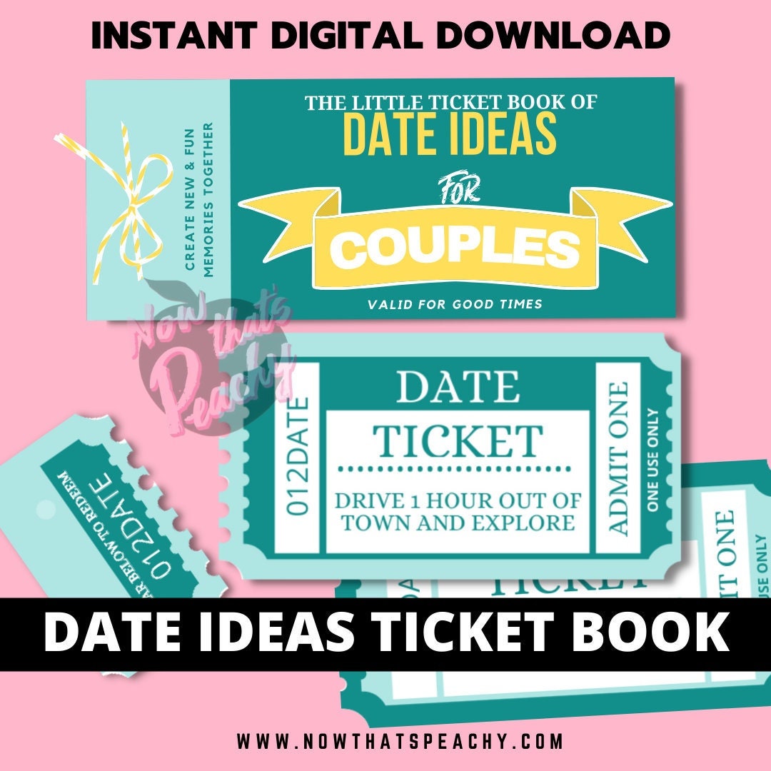 Shop for Couples Date ideas Ticket Voucher Coupon book printable diy print off valentines anniversary wife husband digital download fun cute idea present  print off retro vintage theme night out boyfriend girlfriend partner mrs man lady boy girl  adult explore anti vday  product shop easy cheap affordable personalized custom wedding bride gifts