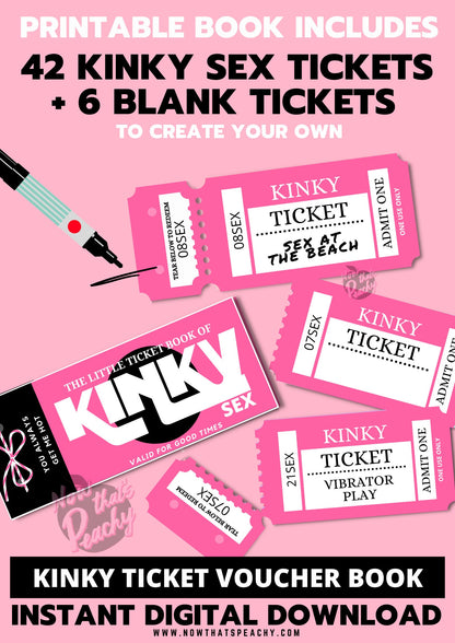 Shop for The Little Book of KINKY SEX ACTS Ticket Voucher Coupon book printable DIY Template Naughty Adult 18+ Dirty Penis sexy position kinky couple date night treat appreciation print off  valentines anniversary wife husband digital download fun cheeky idea present Birthday print off retro vintage y2k theme xrated boyfriend girlfriend partner mrs mr miss lady girl man male female adult explore anti vday  product shop easy cheap affordable budget personalized custom wedding bride-to-be gifts inspiration