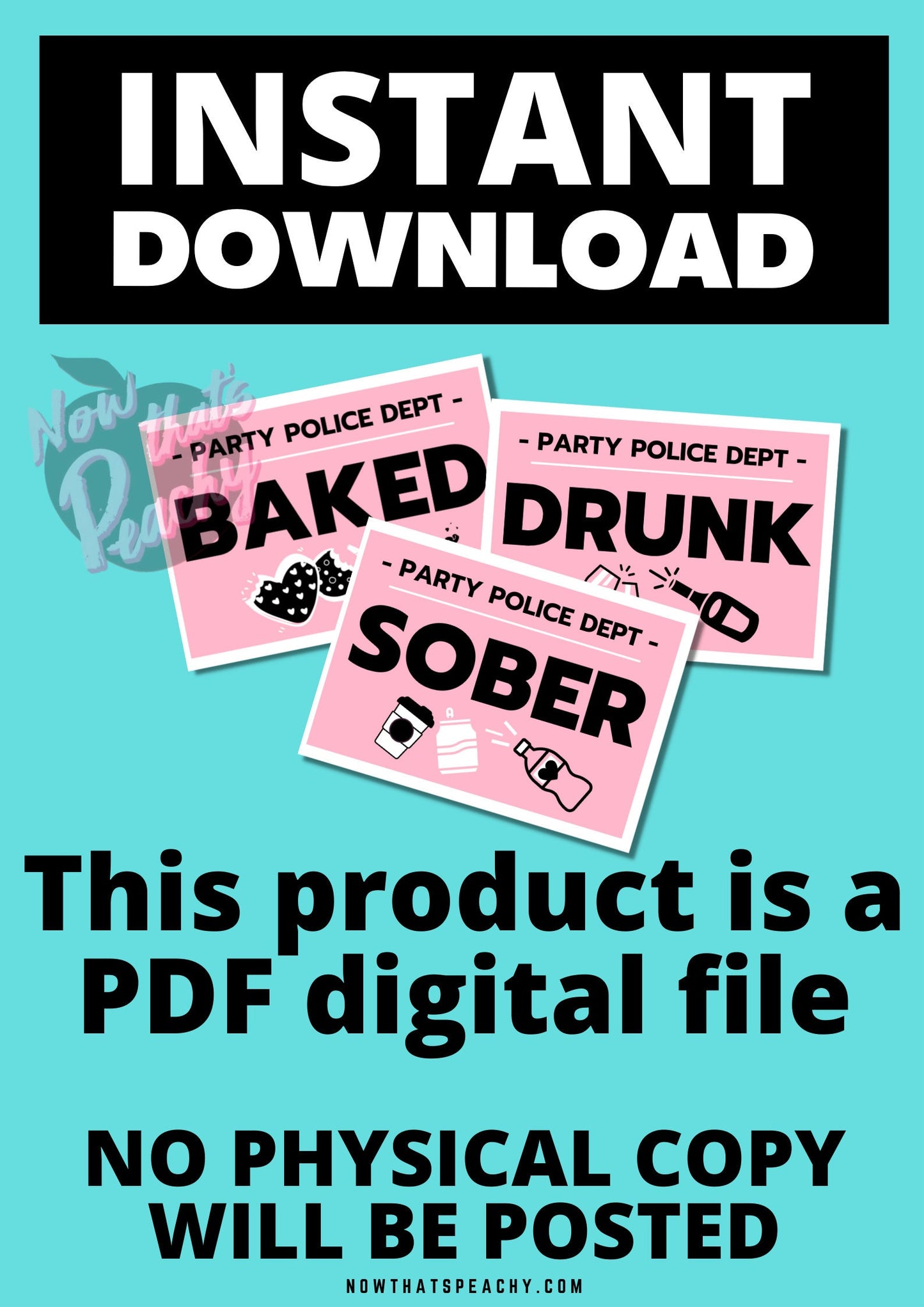 Sober Drunk Baked MUGSHOT Photo booth PRINTABLES police lineup mugshot 18+ adult party sign funny Props HENS night Bachelorette photobooth