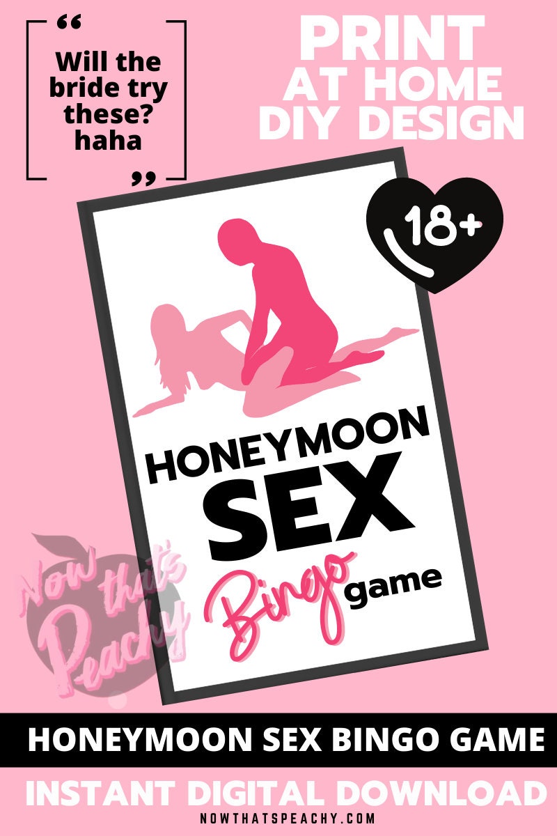 Honeymoon sex position bingo printable digital instant download game for bachelorette parties, hen nights, bride to be events, naughty kitchen teas, bridal showers and all celebrations like weekend away. This sex bingo game is fun, easy to print of and play, lots of players, original adult only 18+ xxx x-rated content card quiz humor rude unique exclusive games nowthatspeachy 1