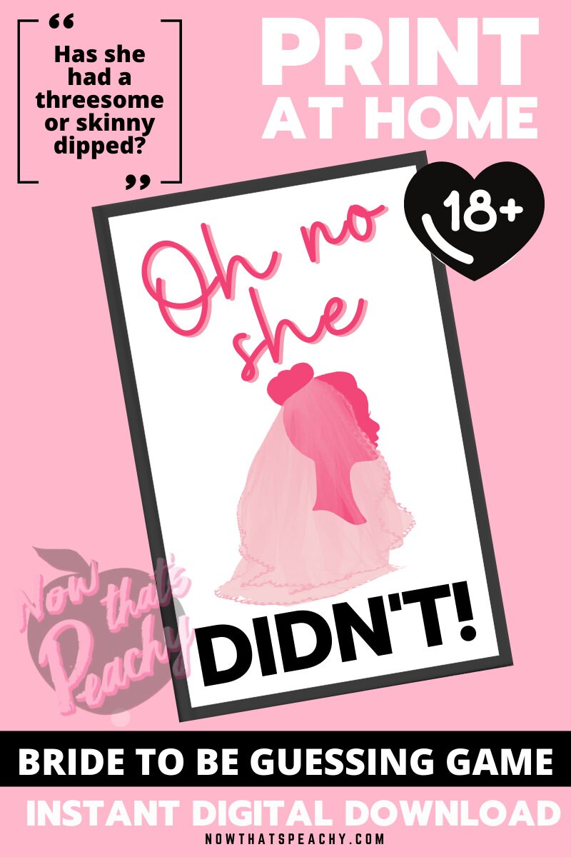 Oh No She Didn't GAME Bachelorette Printable Instant Download Ladies Night Hens Party Bridal Shower funny guessing guess penis 18+ adult xxx