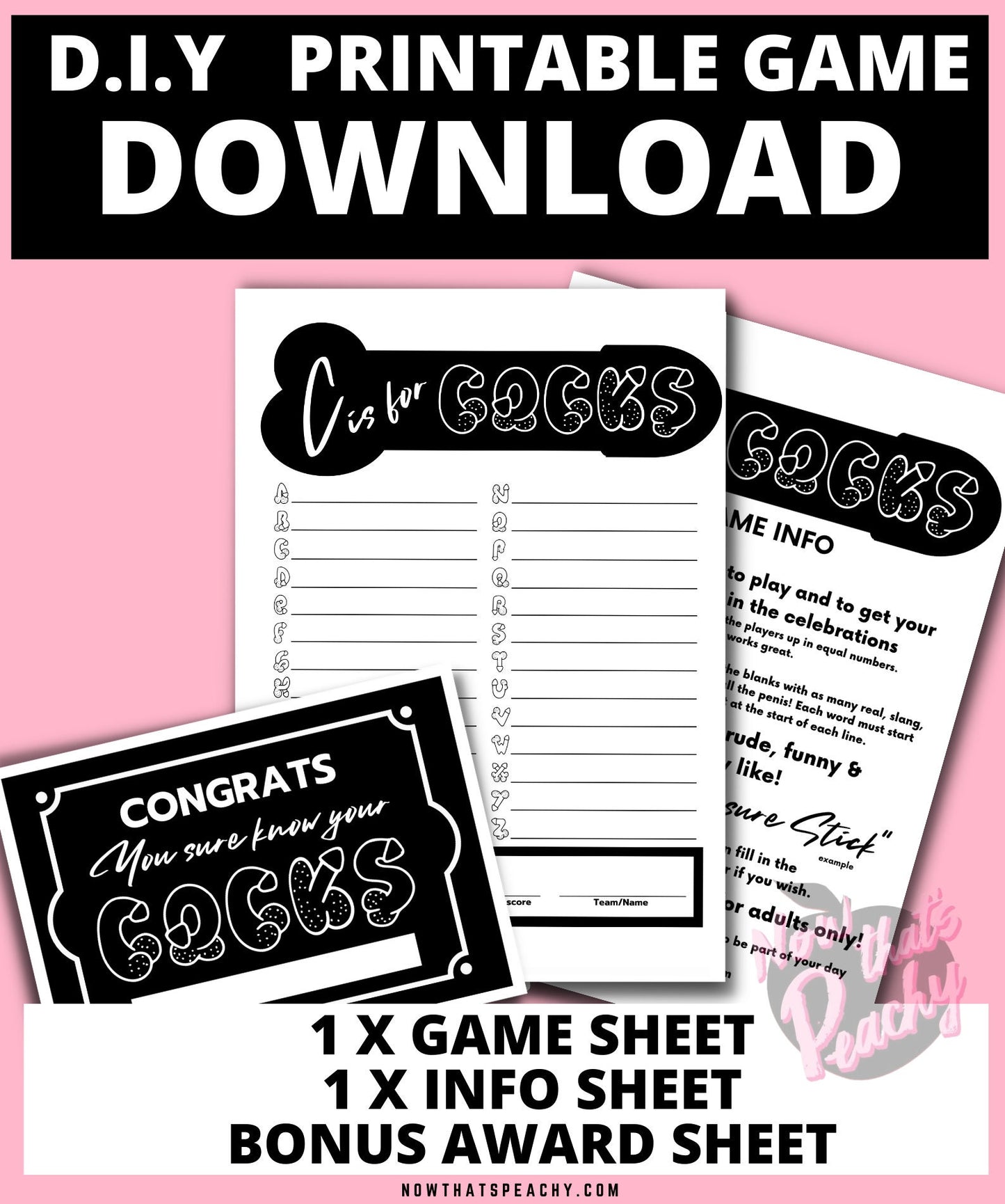 GAME PENIS NAME Alphabet Printable Instant Download, Bachelorette Hen Gay Parties Bridal Shower Cock funny xxx 18+ adults only Hens Party