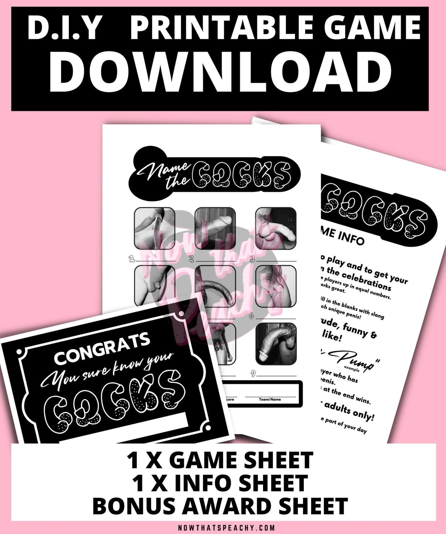 GAME NAME THE COCKS Printable, Bachelorette, Gay pride Parties, Bridal Shower Penis Dick Willy naughty adults Hens Party Instant Download games