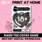 GAME NAME THE COCKS Printable, Bachelorette, Gay pride Parties, Bridal Shower Penis Dick Willy naughty adults Hens Party Instant Download games
