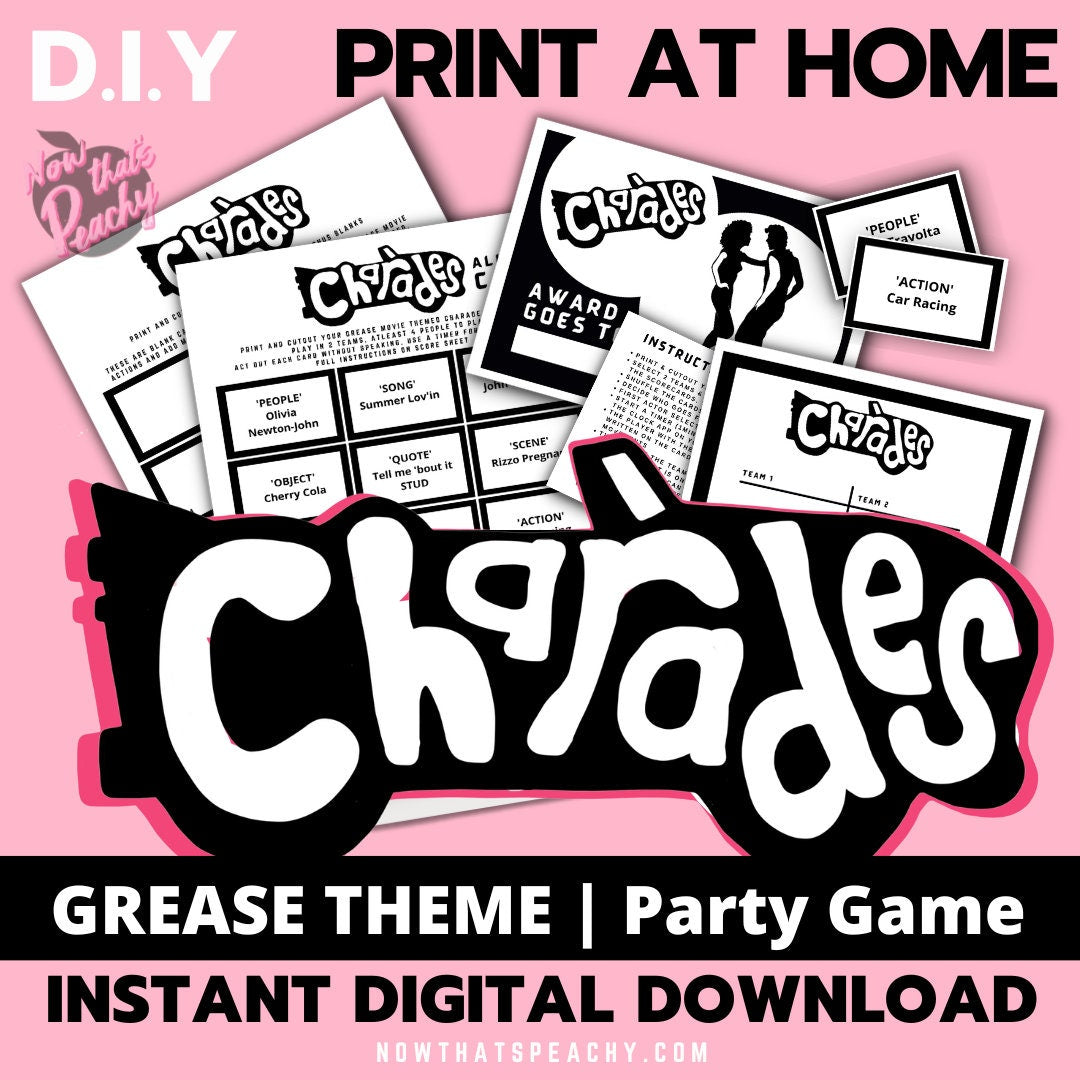 Song Charade Cards the Fun Family Party Game of Acting Out