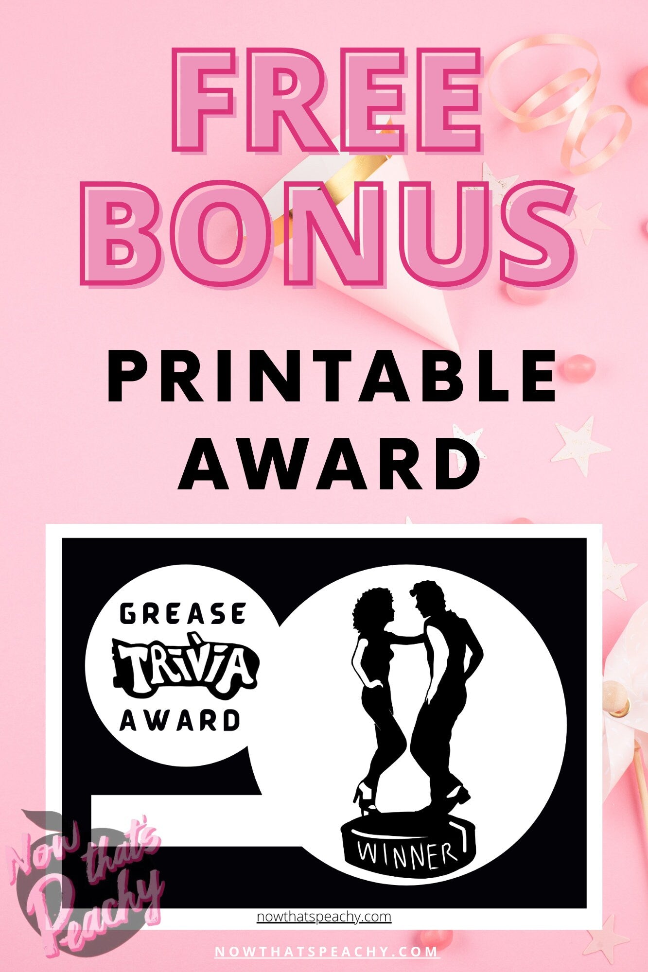 Grease Movie Trivia quiz question game party package 1950s fifties 50's printable template digital instant download edit Danny Sandy T-birds Pink Ladies  invite soda hop jukebox rockabilly rock'n'roll musical movie design black white modern color fun themed bachelorette birthday charity fundraiser event activity