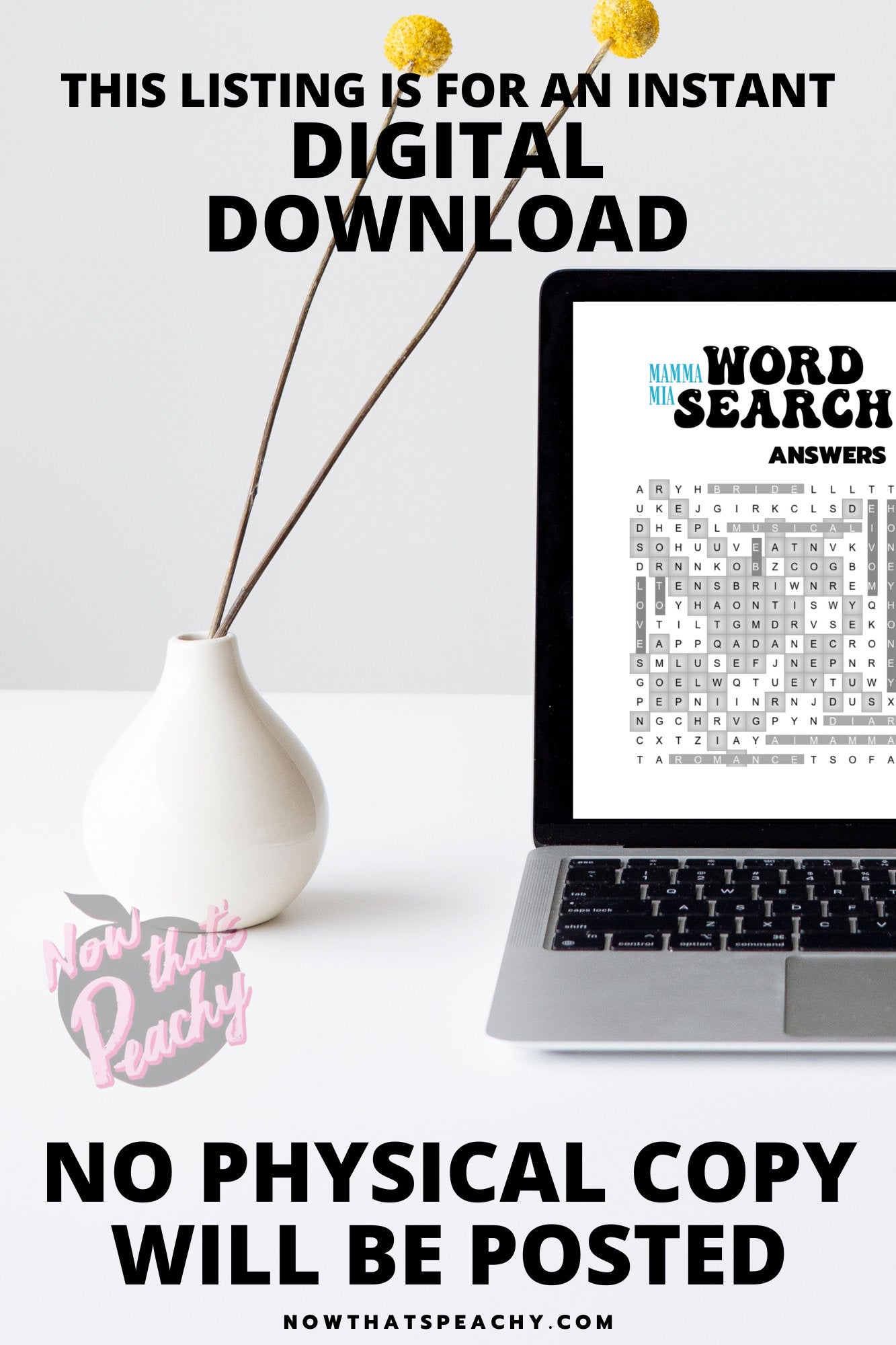 Mamma Mia word search quiz question game 1970s flared denim pants seventies 70's disco ball karaoke  printable template digital instant download edit Donna and the dynamos invite edit custom musical movie design black white modern color fun themed bachelorette birthday charity event activity