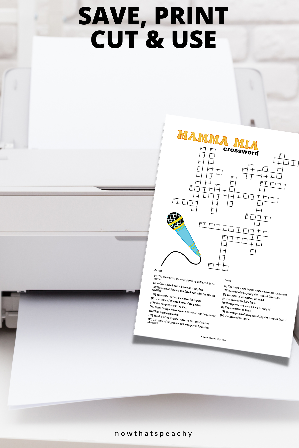 Mamma Mia Crossword Puzzle Movie Game Printable Instant Download Now Mamma Mia Crossword Puzzle Movie Game Printable Instant Download Now