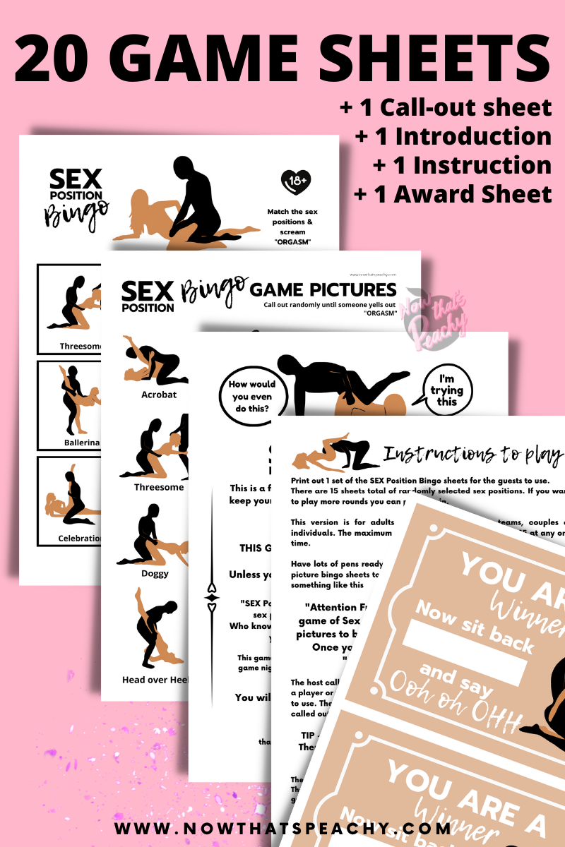 Sex position BINGO game printable digital instant download for adults. Rude crude funny hens night Bachelorette parties fun naughty party idea for girls weekend away. Play over wine and dinner for laughs, Naughty sexy party games idea for woman, ladies over the age of 18+. Adults only xrated inspiration card quiz trivia wedding bride-to-be bridal shower games