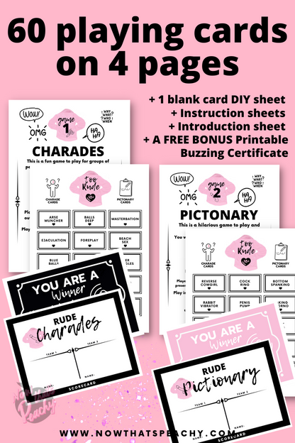 18+ CHARADES & PICTIONARY Game, Ladies Night Printable Instant